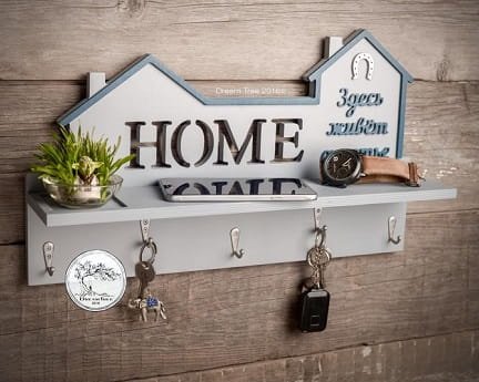 Laser Cut Home Key Holder Wall Mounted Shelf