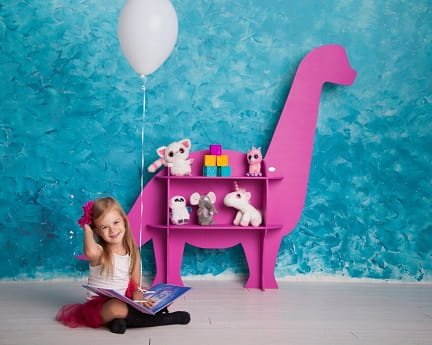 Laser Cut Children Dinosaur Bookcase Storage Shelf