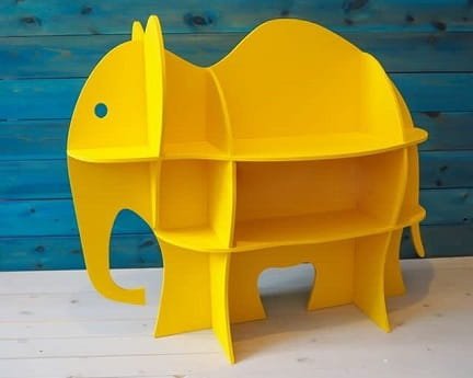 Laser Cut Elephant Bookcase Storage Shelf for Kids Room