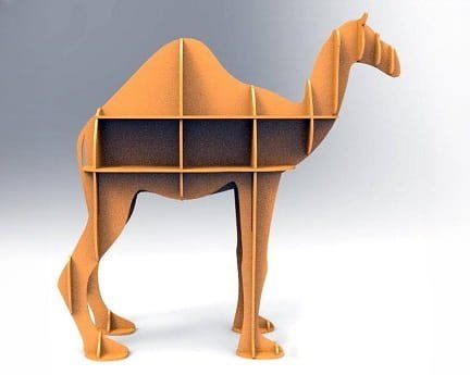 Laser Cut Floor Standing Camel Storage Shelf Bookcase