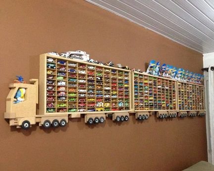 Laser Cut Toy Car Storage Organizer Truck Wall Shelf