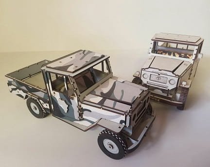 Laser Cut Toyota Land Cruiser 3D Wood Model