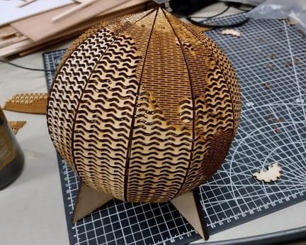 Laser Cut Living Hinge Globe Table Lamp