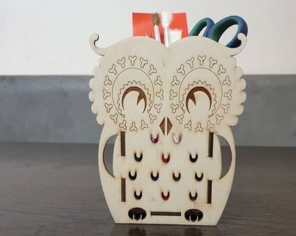 Laser Cut Owl Pen Pencil Holder