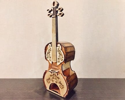 Laser Cut Guitar Tea House Tea Bag Organizer