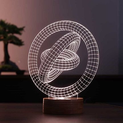 Laser Cut 3D Rings Acrylic Night Light Illusion Lamp