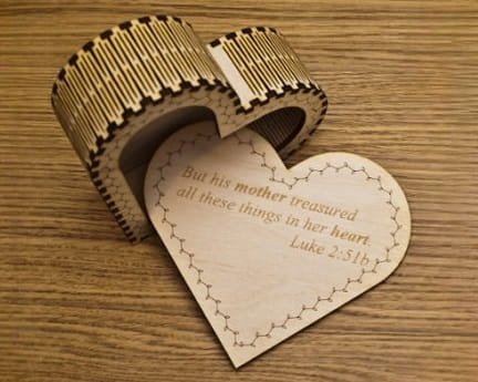 Laser Cut Heart Shaped Wooden Trinket Box