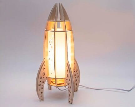 Laser Cut Wooden Rocket Lamp for Nursery Room