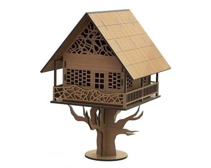 Laser Cut Wooden Tree House Dollhouse