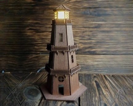 Laser Cut Lighthouse 3D Puzzle Lamp