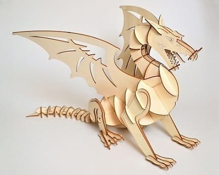 Laser Cut Ljubljana Dragon 3D Wooden Puzzle