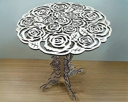 Laser Cut Wedding Cake Stand With Roses Cut Out Design