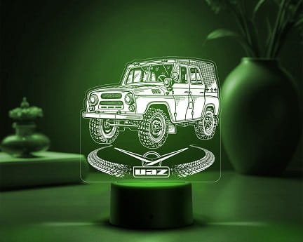 Laser Cut UAZ Hunter Jeep 3D Illusion Lamp