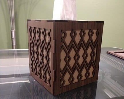 Laser Cut Wood Square Cube Tissue Box