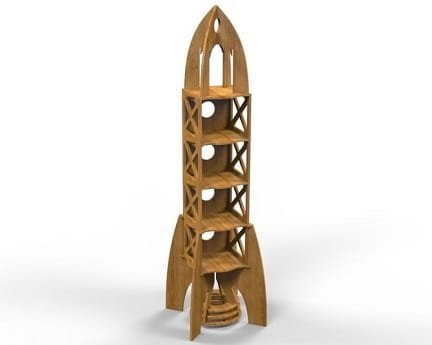 Laser Cut Wooden Rocket Shelf