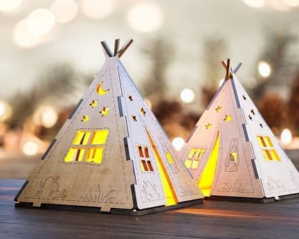 Laser Cut Camping Tent Tealight Lantern