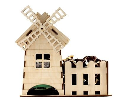 Laser Cut Windmill Tea House With Candy Box