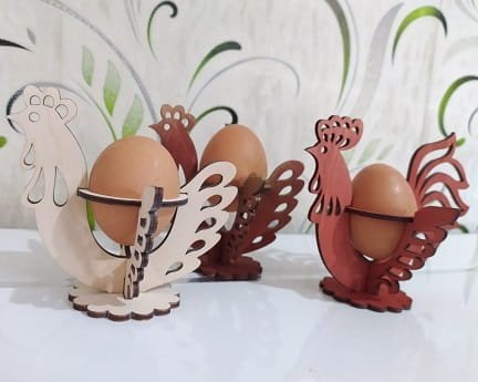 Laser Cut Chicken Easter Egg Decoration Stand 2 Styles