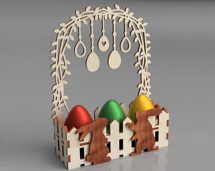 Laser Cut Decorative Easter Egg Holder Basket