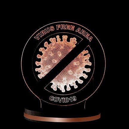 Laser Cut Covid Free Area Sign 3D Illusion Lamp