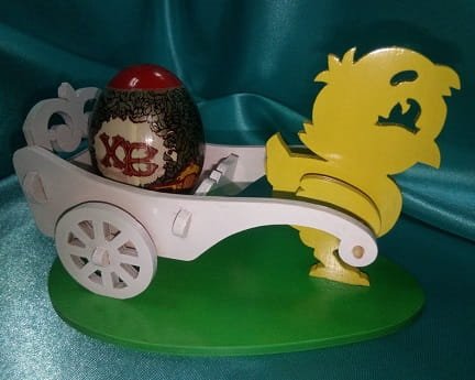 Laser Cut Easter Chick With Egg Holder Cart