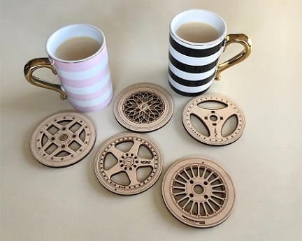 Laser Cut Car Wheel Drink Coasters