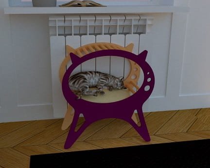 Laser Cut Cat House Wooden Pet Cat Bed