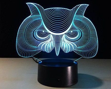 Laser Cut Eagle Owl 3D Illusion Lamp Acrylic Night Light